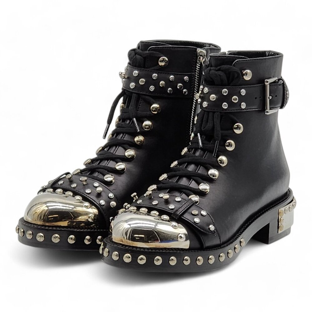 Alexander McQueen Leather Combat Boots 38.5 - Picture 4 of 14